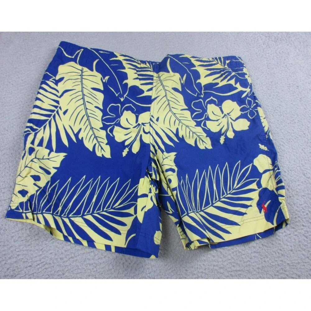 VINTAGE Polo‎ Sport Ralph Lauren Swim Trunks Mens Large Blue Floral 42x19